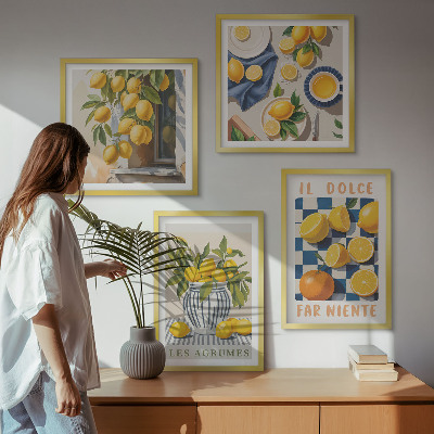 Mur de tableaux Agrumes jaunes rétro