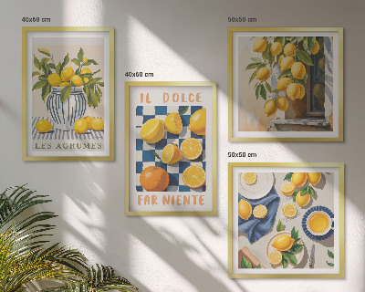 Mur de tableaux Agrumes jaunes rétro