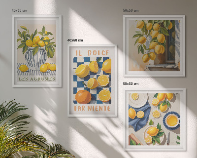 Mur de tableaux Agrumes jaunes rétro