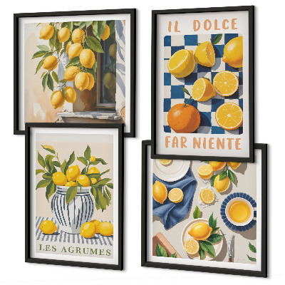 Mur de tableaux Agrumes jaunes rétro