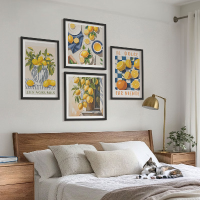Mur de tableaux Agrumes jaunes rétro