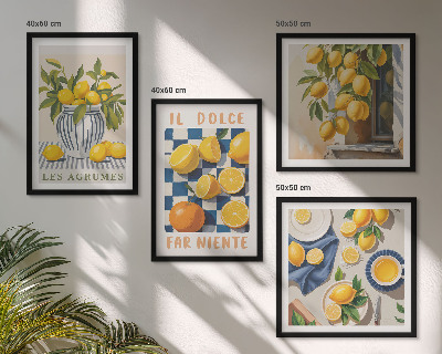 Mur de tableaux Agrumes jaunes rétro