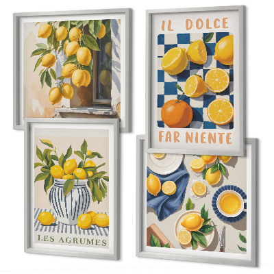 Mur de tableaux Agrumes jaunes rétro