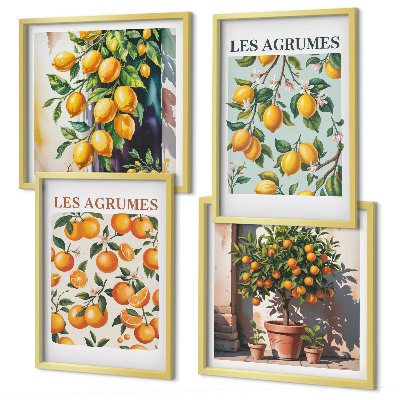 Polyptyque z cadres Motifs d'agrumes fruités