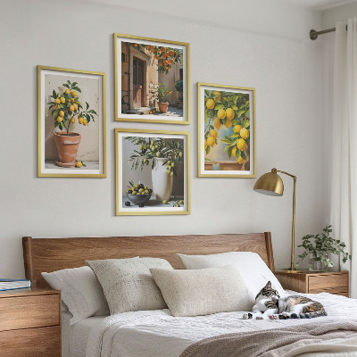 Ensemble de 4 tableaux Citronniers en pot