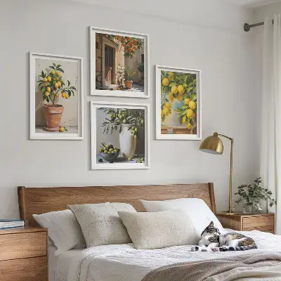 Citronniers en pot ensemble de 4 tableaux