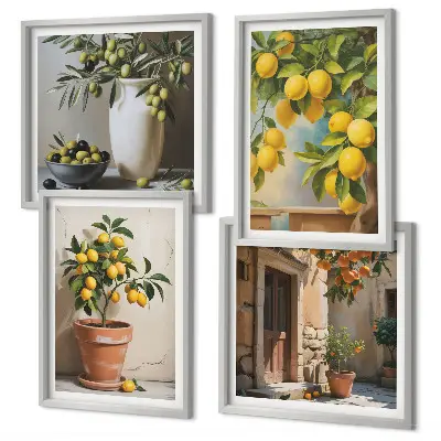 Citronniers en pot ensemble de 4 tableaux
