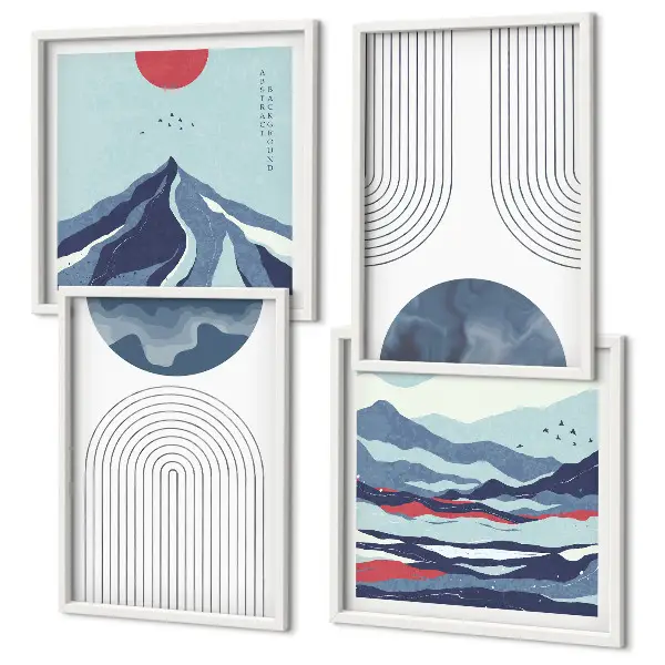 Paysages de montagne abstraits ensemble de 4 tableaux