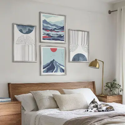 Paysages de montagne abstraits ensemble de 4 tableaux