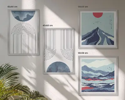 Paysages de montagne abstraits ensemble de 4 tableaux