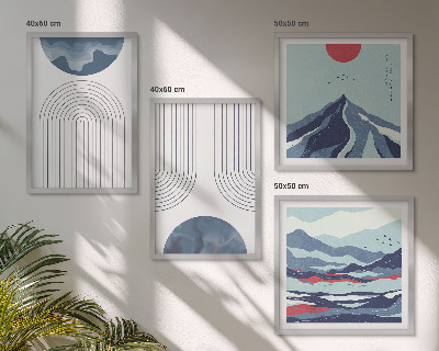 Ensemble de 4 tableaux Paysages de montagne abstraits
