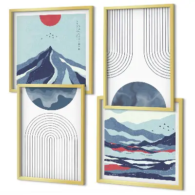 Paysages de montagne abstraits ensemble de 4 tableaux
