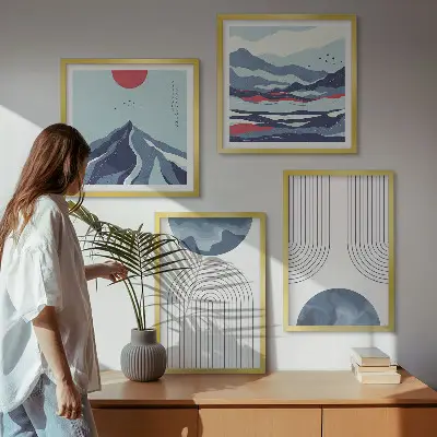 Paysages de montagne abstraits ensemble de 4 tableaux