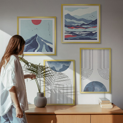 Ensemble de 4 tableaux Paysages de montagne abstraits