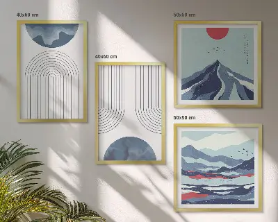 Paysages de montagne abstraits ensemble de 4 tableaux