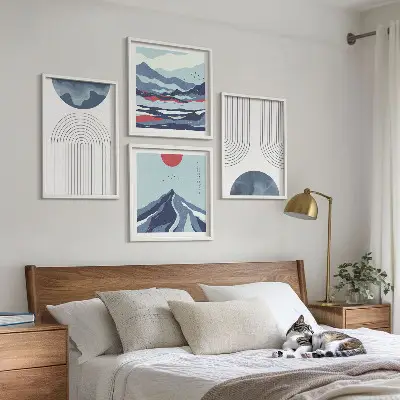 Paysages de montagne abstraits ensemble de 4 tableaux
