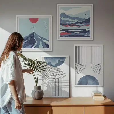 Paysages de montagne abstraits ensemble de 4 tableaux
