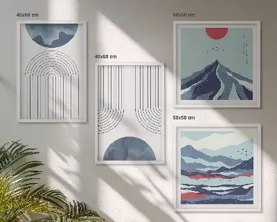 Paysages de montagne abstraits ensemble de 4 tableaux