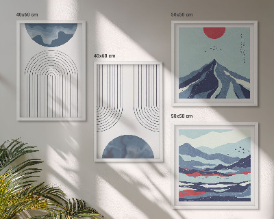 Ensemble de 4 tableaux Paysages de montagne abstraits