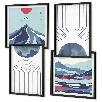 Paysages de montagne abstraits ensemble de 4 tableaux