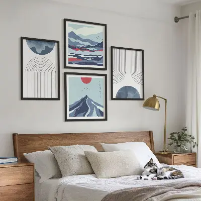 Paysages de montagne abstraits ensemble de 4 tableaux