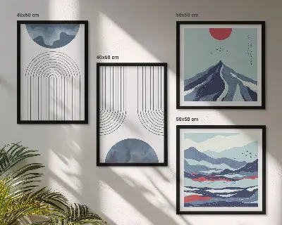 Paysages de montagne abstraits ensemble de 4 tableaux