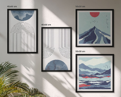 Ensemble de 4 tableaux Paysages de montagne abstraits