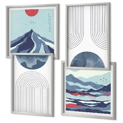 Paysages de montagne abstraits ensemble de 4 tableaux