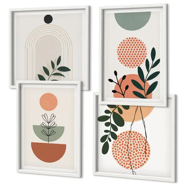 Tableau polyptyque à motifs végétaux ensemble de 2 cadres modernes