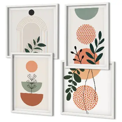 Tableau polyptyque à motifs végétaux ensemble de 2 cadres modernes