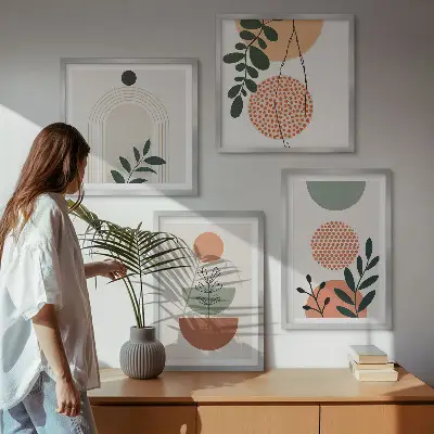 Tableau polyptyque à motifs végétaux ensemble de 2 cadres modernes