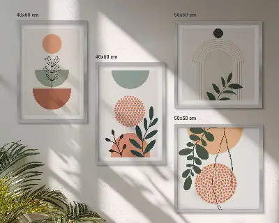 Tableau polyptyque à motifs végétaux ensemble de 2 cadres modernes