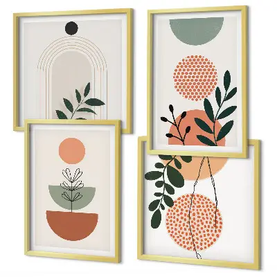 Tableau polyptyque à motifs végétaux ensemble de 2 cadres modernes