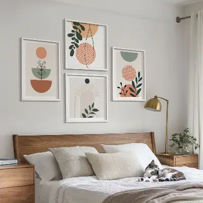 Tableau polyptyque à motifs végétaux ensemble de 2 cadres modernes