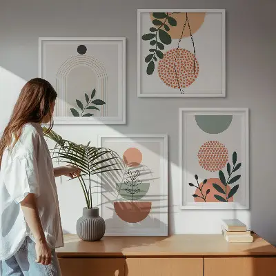 Tableau polyptyque à motifs végétaux ensemble de 2 cadres modernes