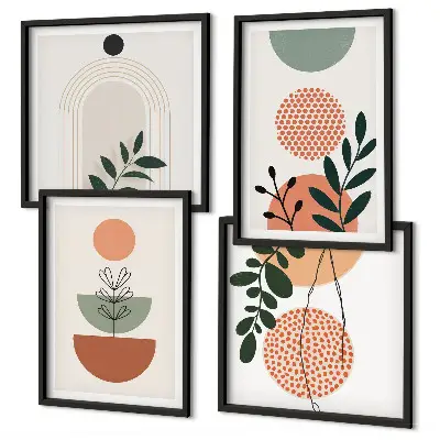 Tableau polyptyque à motifs végétaux ensemble de 2 cadres modernes