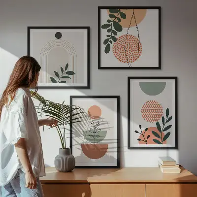 Tableau polyptyque à motifs végétaux ensemble de 2 cadres modernes