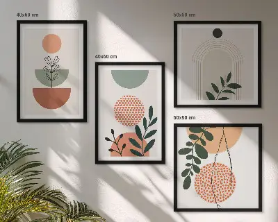 Tableau polyptyque à motifs végétaux ensemble de 2 cadres modernes