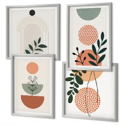 Tableau polyptyque à motifs végétaux ensemble de 2 cadres modernes