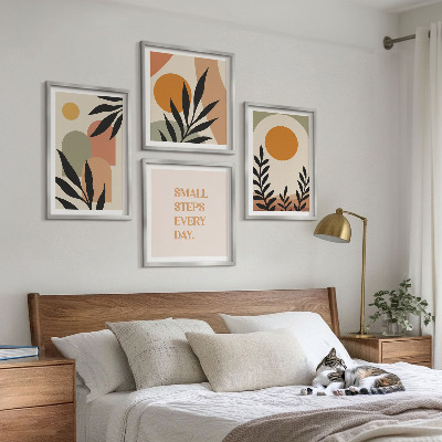 Ensemble de 4 tableaux Motifs végétaux abstraits