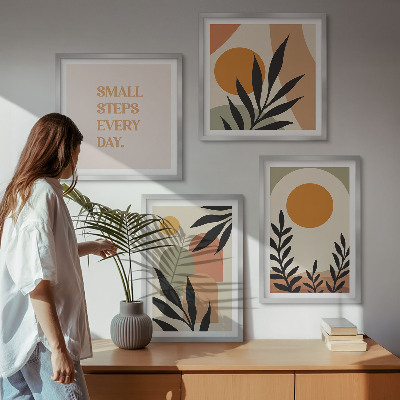 Ensemble de 4 tableaux Motifs végétaux abstraits