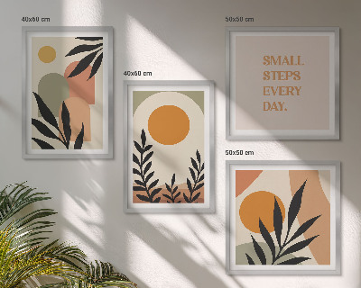 Ensemble de 4 tableaux Motifs végétaux abstraits