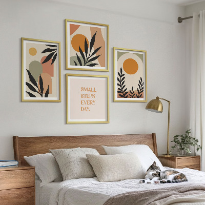 Ensemble de 4 tableaux Motifs végétaux abstraits