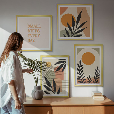 Ensemble de 4 tableaux Motifs végétaux abstraits