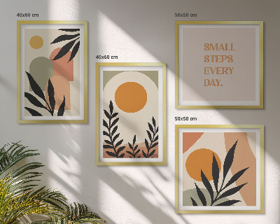 Ensemble de 4 tableaux Motifs végétaux abstraits