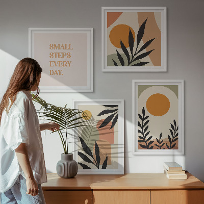 Ensemble de 4 tableaux Motifs végétaux abstraits