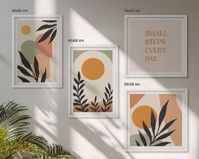 Ensemble de 4 tableaux Motifs végétaux abstraits