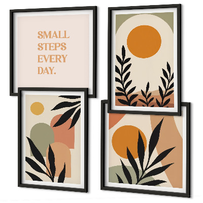 Ensemble de 4 tableaux Motifs végétaux abstraits