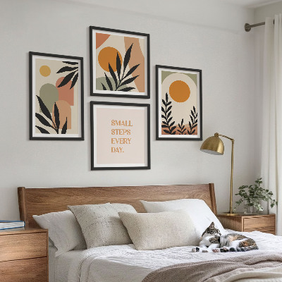 Ensemble de 4 tableaux Motifs végétaux abstraits
