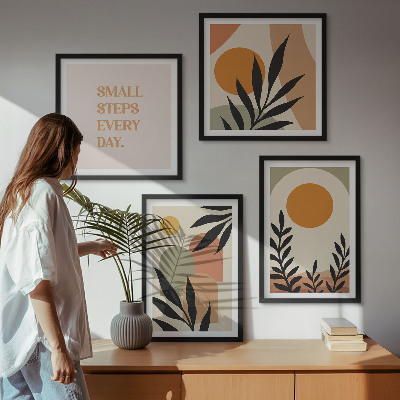 Ensemble de 4 tableaux Motifs végétaux abstraits